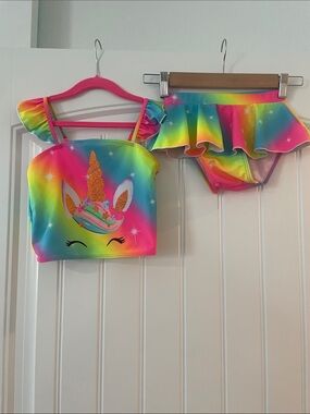 Rainbow unicorn girls swimsuit